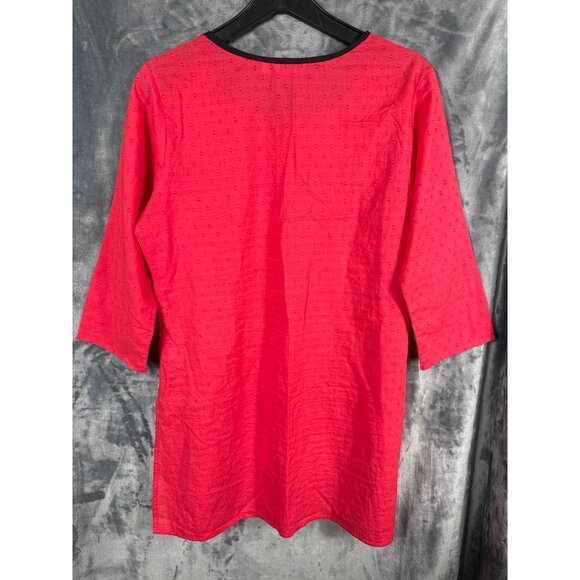 Max Red Dotted Tunic Top With Black Trim & Button Placket XL - Picture 7 of 8